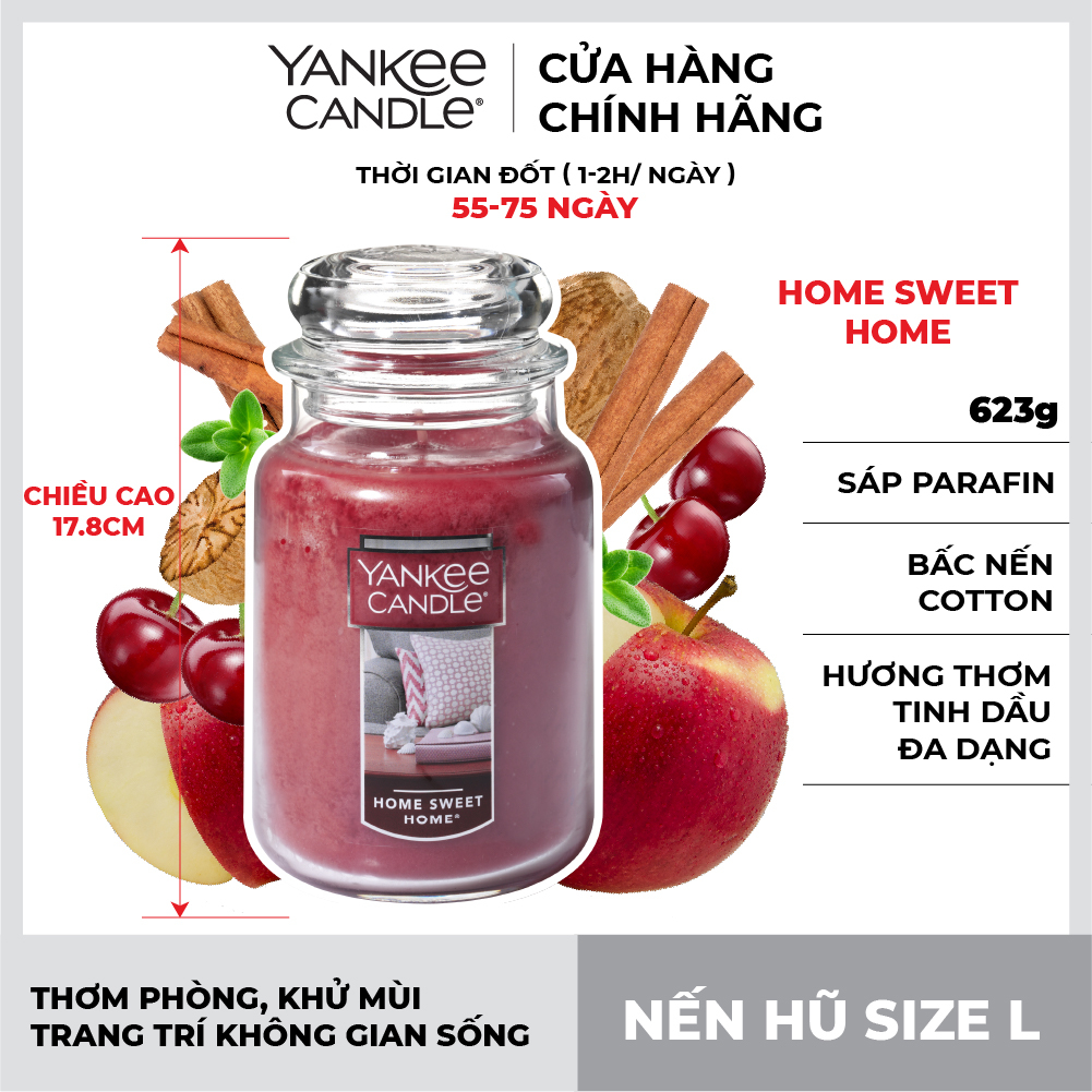 Nến hũ Yankee Candle size L - Home Sweet Home (623g)