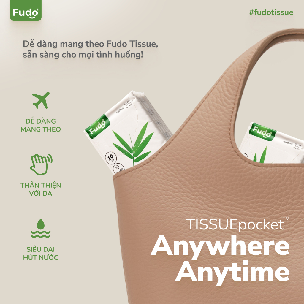 Ảnh Gói Khăn Giấy Bỏ Túi ║ Fudo Bamboo® ║ TISSUEPOCKET™ 3