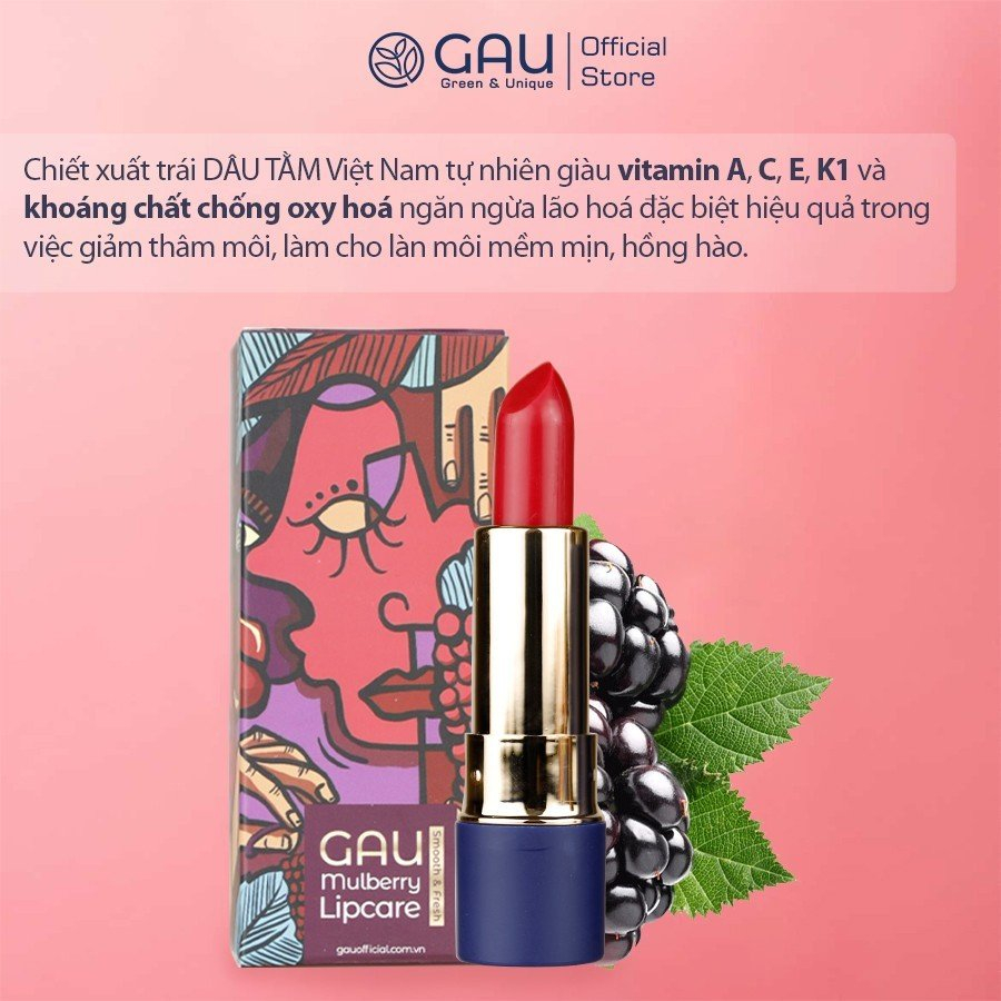 Son Màu Siêu Dưỡng tự nhiên GAU Smooth & Fresh Dưỡng Môi Chuyên Sâu Chính Hãng Chiết Xuất Bưởi Đào