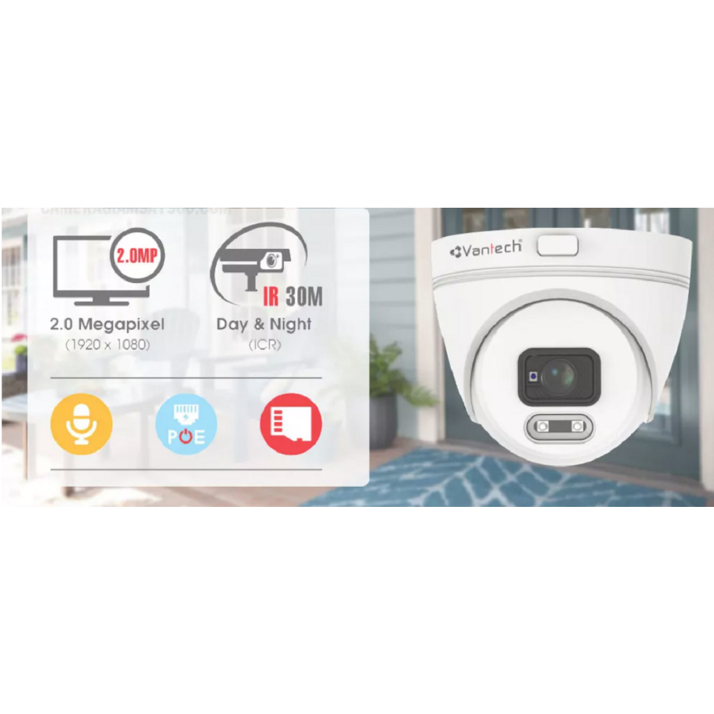 Camera IP Dome Hồng Ngoại 2.0 Megapixel VANTECH VPH-308M