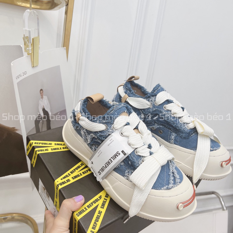 Giày thể thao sneaker smiler republic new style demin rách tem dài ...