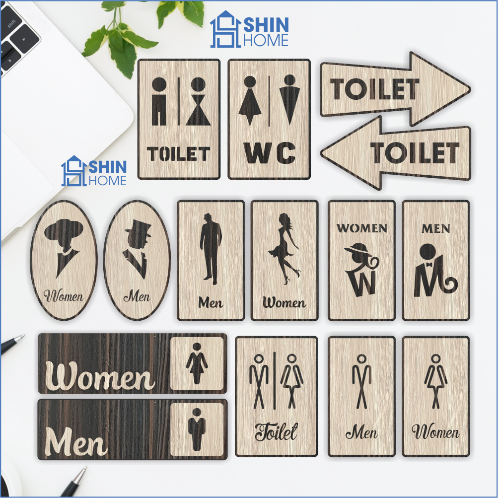 15 Mẫu biển toilet dán cửa WC - Nhà vệ sinh nam nữ - Men women bằng gỗ ...