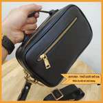 Clutch hộp nam cầm tay handmade 2 ngăn khóa kéo, có khóa số bảo mật, có dây đeo chéo chất liệu da bò thật CL11 — ảnh 3