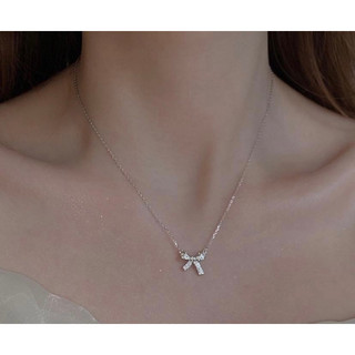 [Kèm Nước Rửa Bạc] Dây Chuyền Bạc LoPa SK07 Dáng Nơ Đính Đá Lấp Lánh | Trang Sức Bạc Nữ Xinh Xắn, Sang Trọng
