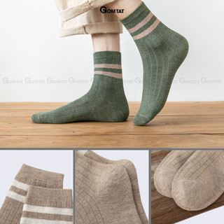Set 5 đôi tất vớ nam nữ cổ cao GOMTAT sọc ngang nhiều màu sắc, chất liệu cotton khử mùi thoáng khí - UYE-7008-CB5