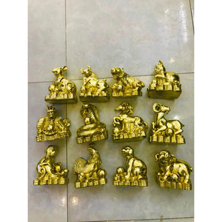 Tượng 12 con Giáp Cầm Ngọc 15cm Vật phẩm phong thuỷ bằng đồng