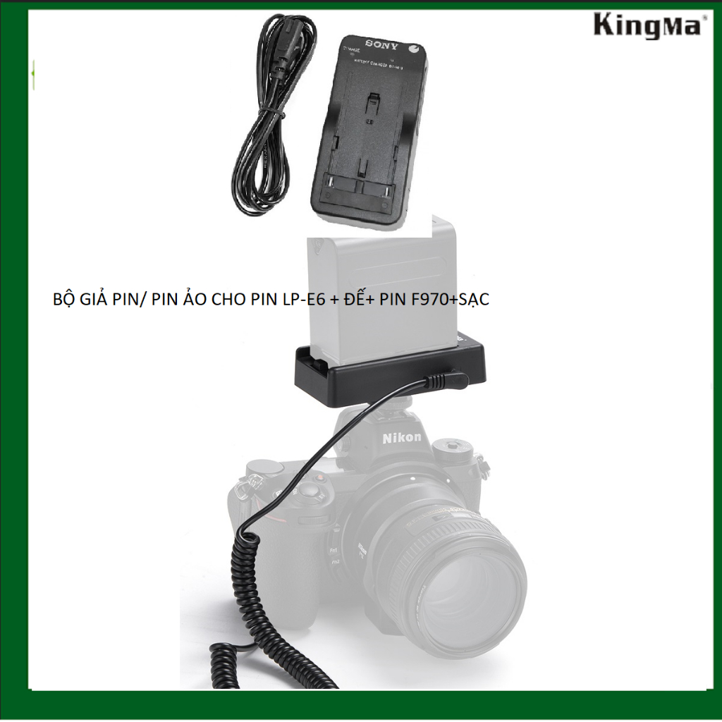 BỘ GIẢ PIN/ PIN ẢO CHO PIN LP-E6 + ĐẾ+ PIN F970+SẠC | Shopee Việt Nam