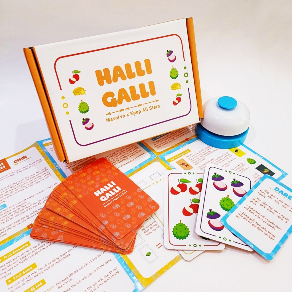 Bộ Bài Halli Galli Trái Cây Giấy Cứng Rèn Luyện Phản Xạ Nhanh Chơi Nhóm Vui Nhộn