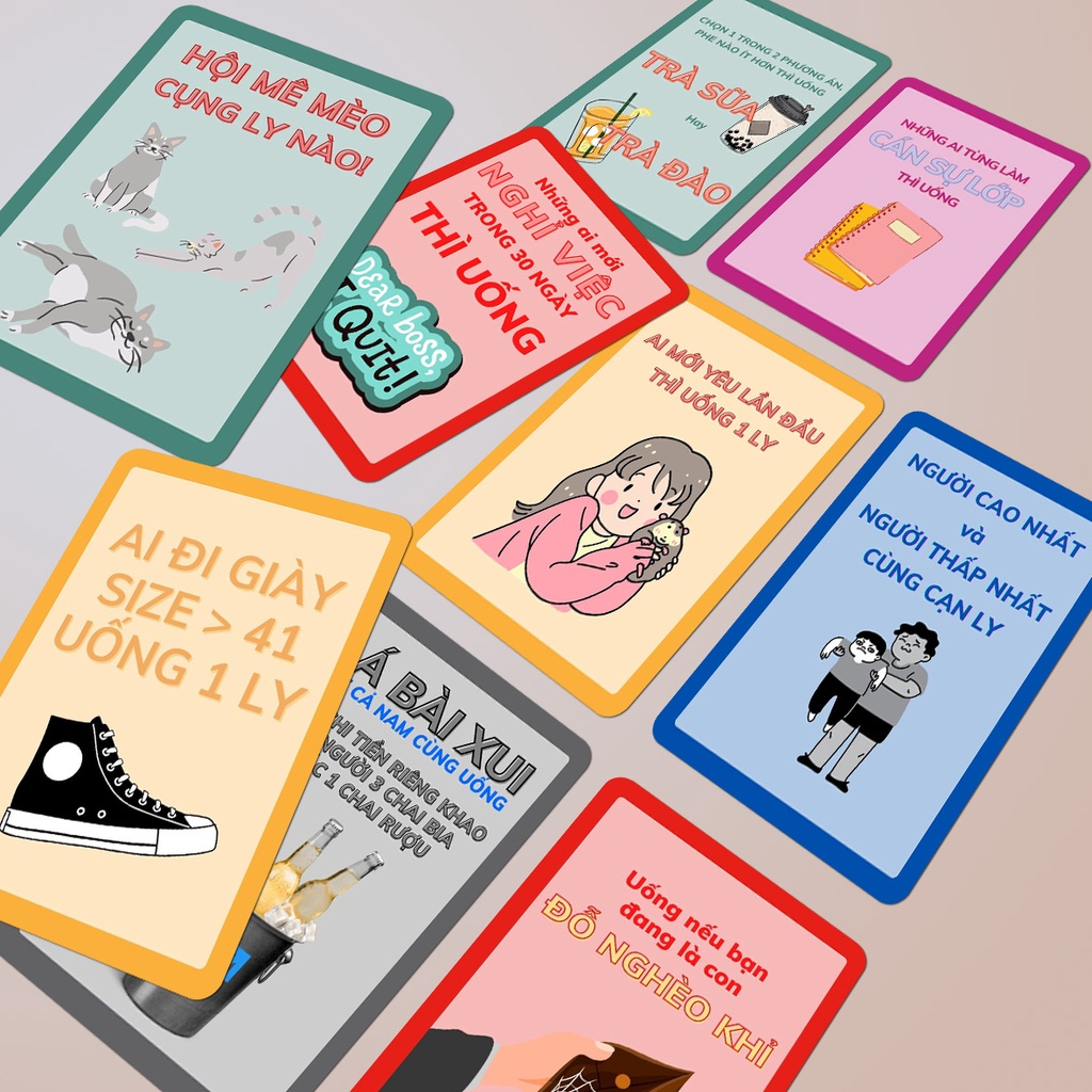 Bộ Bài Huệ Drinking Game Việt Hóa Loại Dày Giấy Cứng Chơi Nhậu Gắn Kết Bạn Bè MaSoi SG
