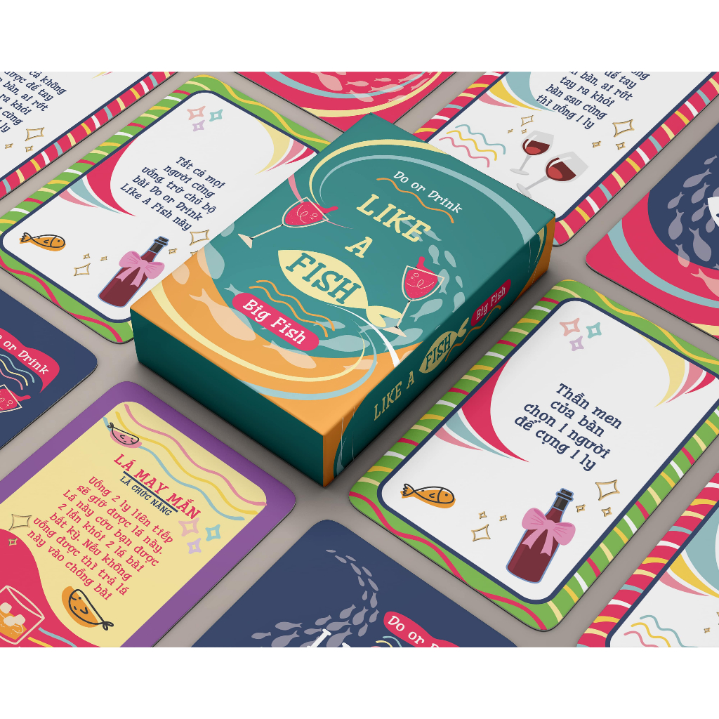 Bộ Bài Nhậu Drinking Game Do or Drink LIKE A FISH Thẻ Bài BoardGame 50 lá Thú Vị