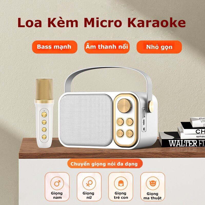 Loa Bluetooth Mini Karaoke Xách Tay YS103 Không Dây HOLOCOM Kèm Micro Hát Karaoke Âm Hay Công Suất 6W-  Đa Chức Năng