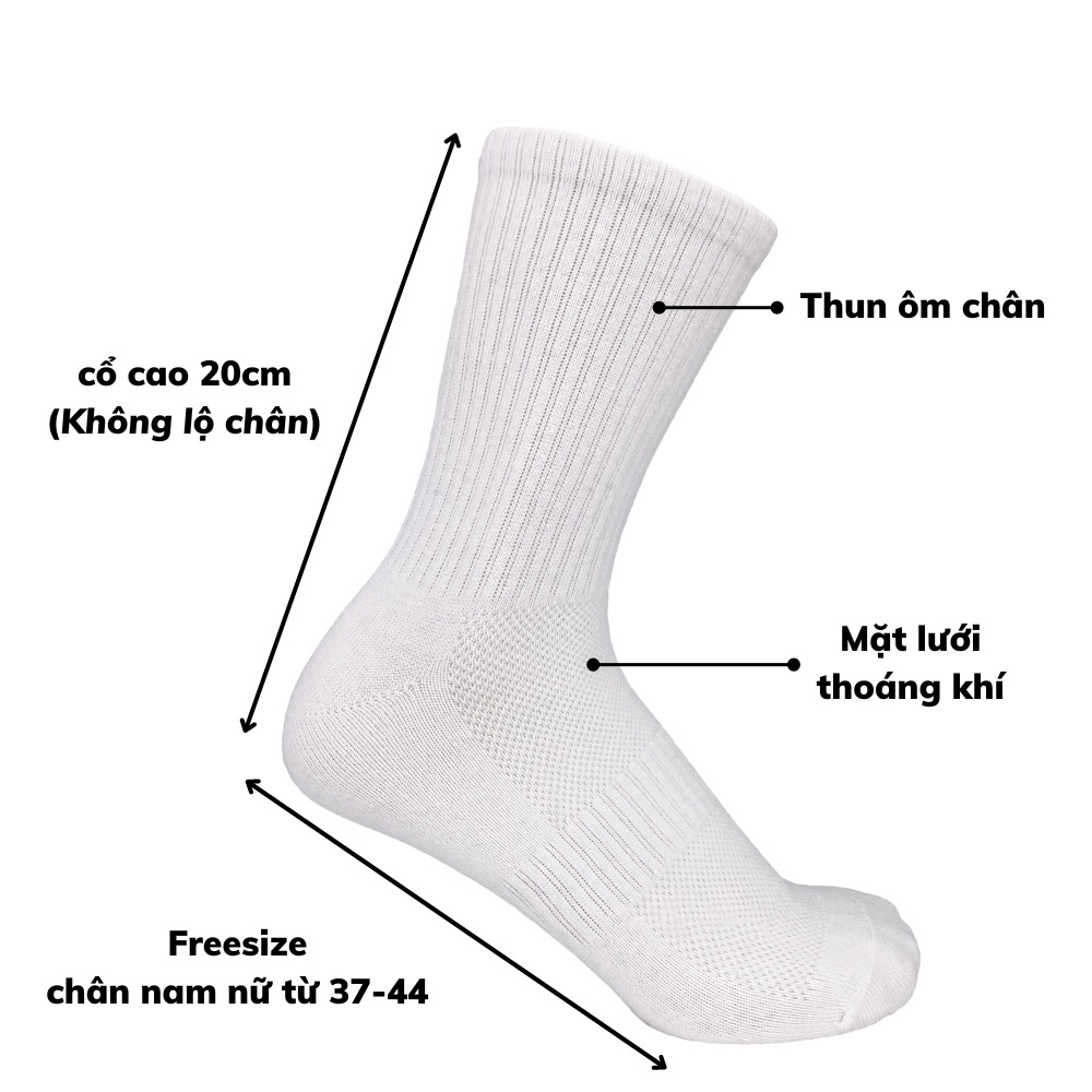 Ảnh Combo 3 đôi tất trơn cổ cao dễ phối đồ, Set 3 đôi tất cao cổ G2 màu đen hoặc trắng bằng cotton hàng VNXK 2