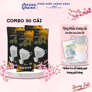 COMBO 50 cái Khẩu Trang KF94 HM pro mask 4 lớp kháng khuẩn chống bụi mịn, khẩu trang chống nắng và chống tia UV