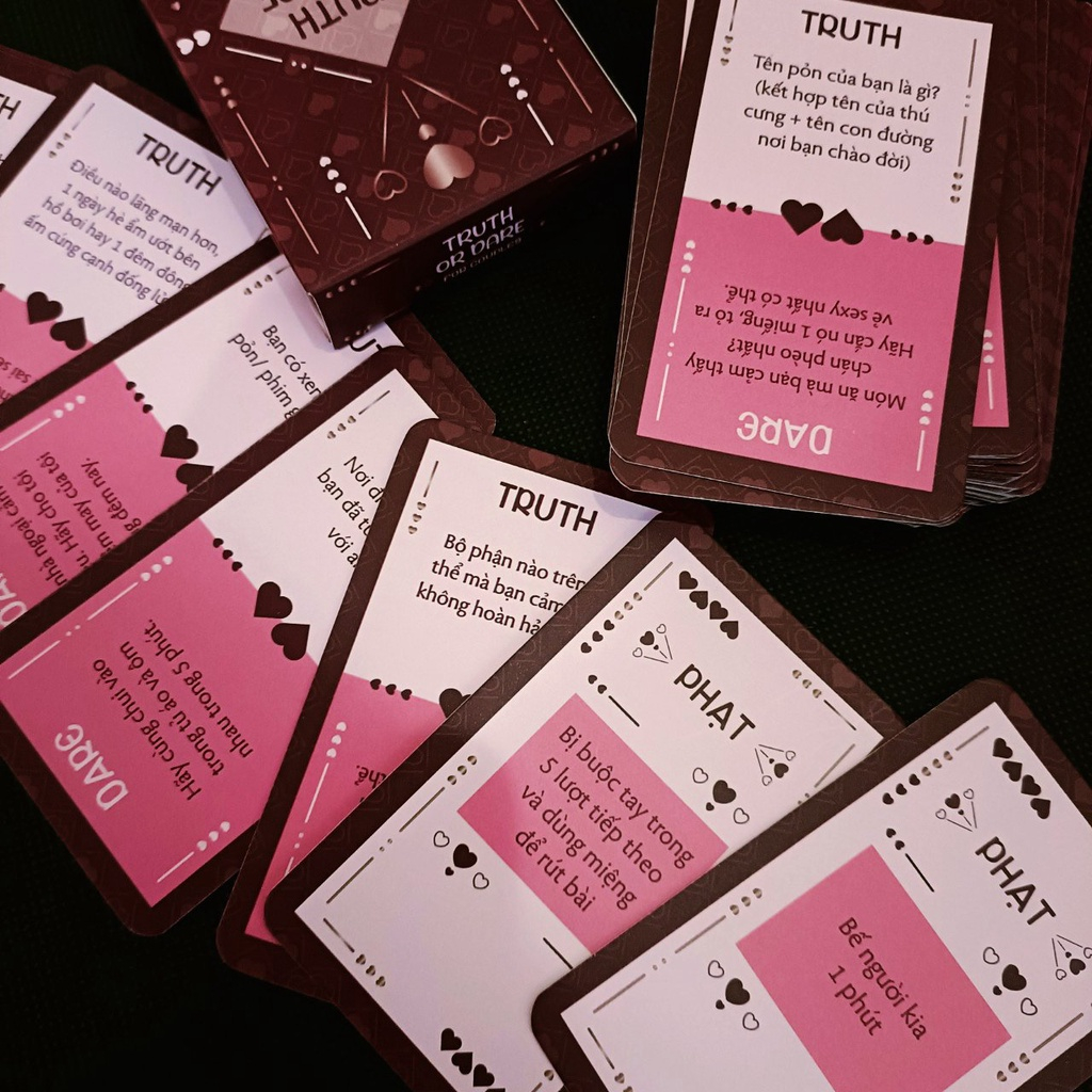 Bộ Bài Cặp Đôi Truth Or Dare For Couples 50 Lá Giấy Cứng Tăng Gắn Kết Tình Cảm MaSoi SG