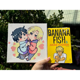 Tranh tô màu theo số Banana Fish - Size 20x20cm căng khung sẵn, kèm màu và cọ vẽ