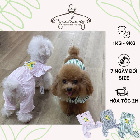 Jum cho chó mèo yudog đồ bộ mặc cho chó mèo họa tiết sọc kẻ