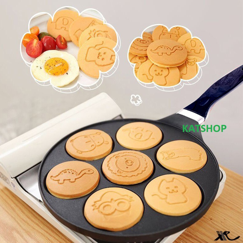 Chảo Làm Bánh Rán - Pancake - Chiên Trứng Ốpla Hình Thú 7 Lỗ - 4 Lỗ ...