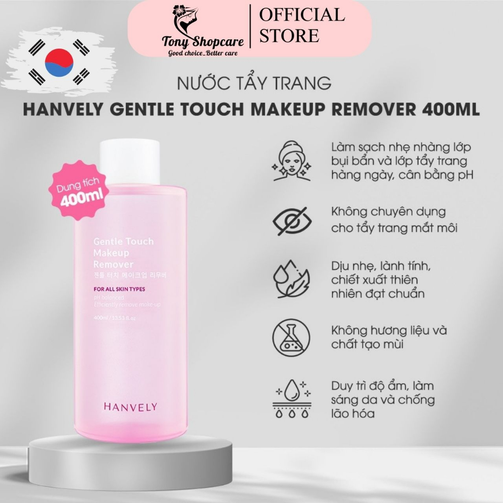 [Chính hãng] Nước tẩy trang Hanvely Gentle Touch Makeup Remover 400ml