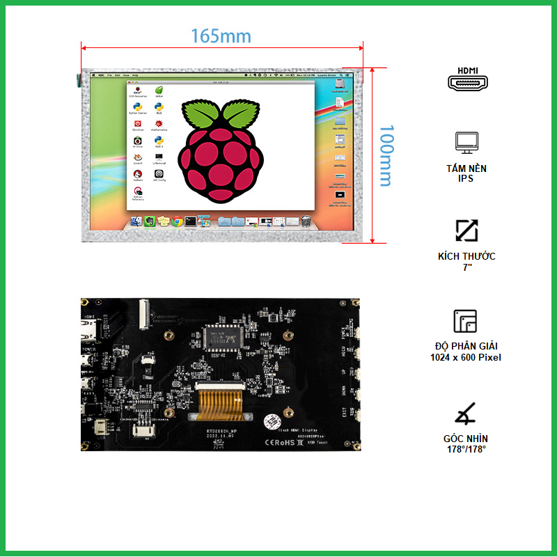 Màn Hình Mini 7 Inch IPS 60Hz 1024x600 (HDMI + USB) | Shopee Việt Nam