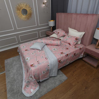 Giảm giá Chăn hè thu Everon 2 mặt màu hồng - ghi nhạt in hoa lá EPM 20062 chất Modal (sồi)