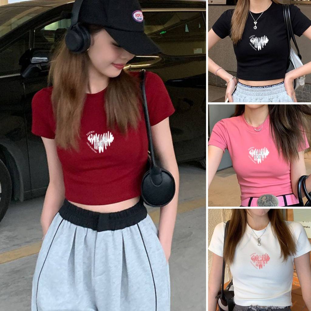 Áo croptop ôm in hình - Áo croptop kiểu dáng ôm body thun cotton 4 chiều