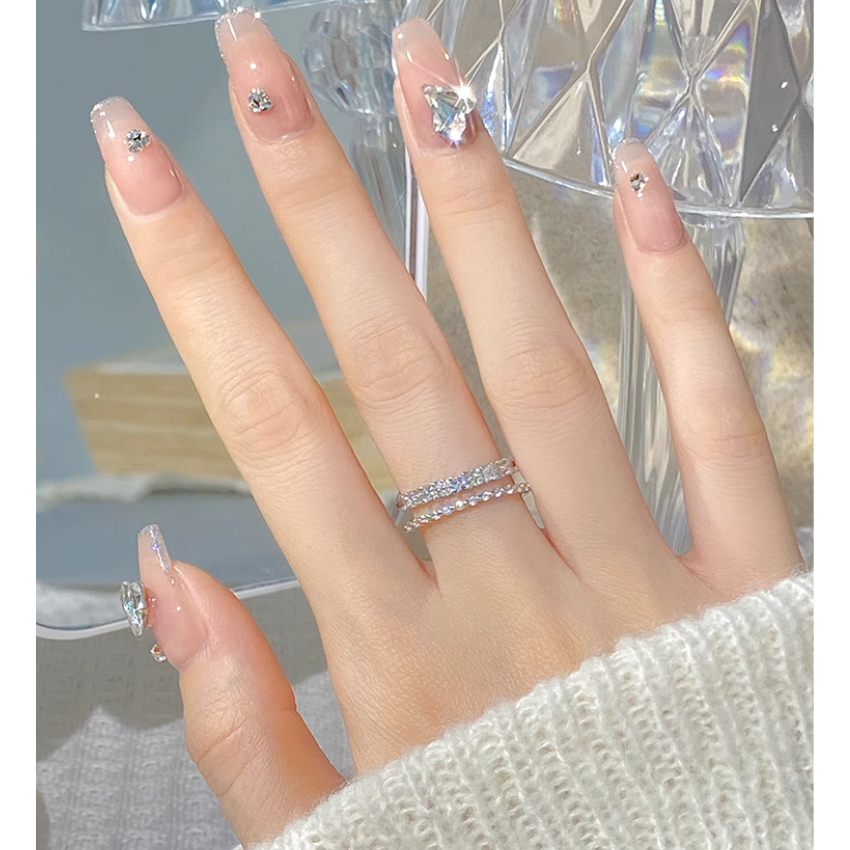 Túi 10 Viên Đá khối Nail Trái Tim Chân Vàng Trang Trí Móng ANGELICA TT