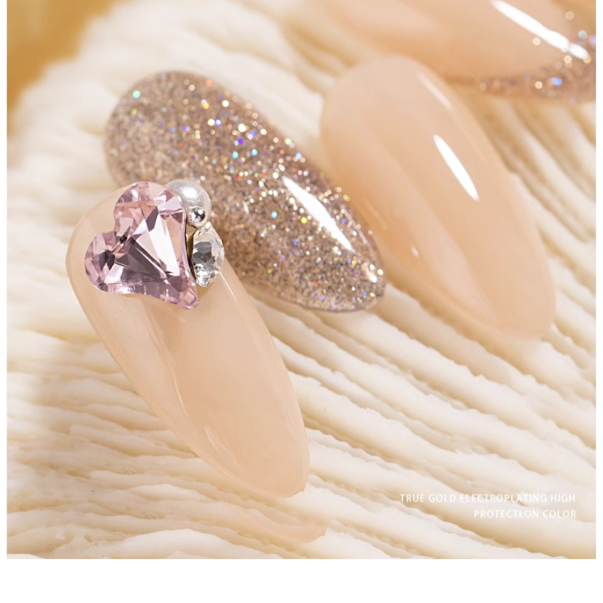 Túi 10 Viên Đá khối Nail Trái Tim Chân Vàng Trang Trí Móng ANGELICA TT