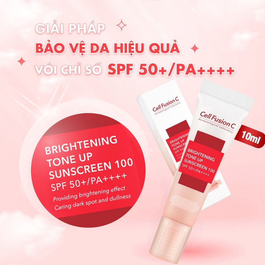 Kem Chống Nắng Cell Fusion C Brightening Tone Up Sunscreen 100 SPF50+/PA++++ 10ml COCOLUX