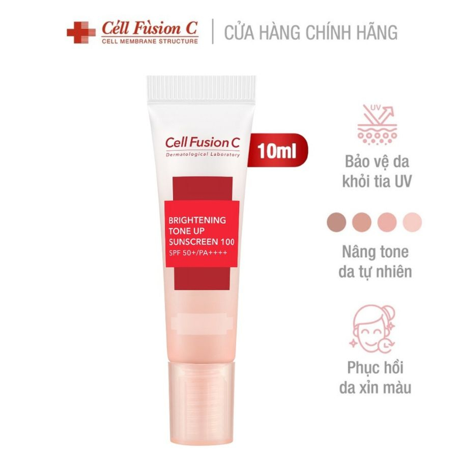 Kem Chống Nắng Cell Fusion C Brightening Tone Up Sunscreen 100 SPF50+/PA++++ 10ml COCOLUX
