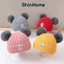 Mũ nón len trẻ em 2 quả bông chất dày mịn cho bé trai bé gái sơ sinh 0 - 2 tuổi ShinHome