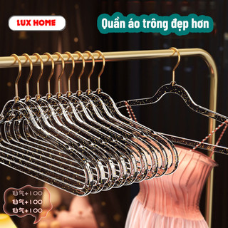 Combo 10 móc treo quần áo trong suốt, mắc quần áo kim tuyến chống trượt đầu móc xoay 360 độ đa năng
