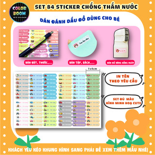 Set 84 Sticker Dán Đồ Dùng Cho Bé - Decal PVC chống thấm - Size 1x4cm - ColorBoomShop
