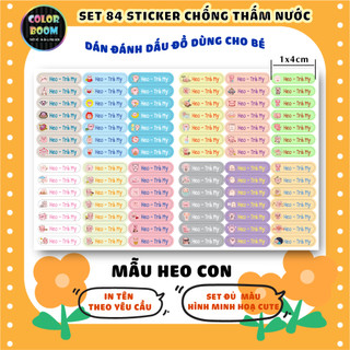 Set 84 Sticker Dán Đồ Dùng Cho Bé - Decal PVC chống thấm - Size 1x4cm - ColorBoomShop
