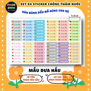 Set 84 Sticker Dán Đồ Dùng Cho Bé - Decal PVC chống thấm - Size 1x4cm - ColorBoomShop