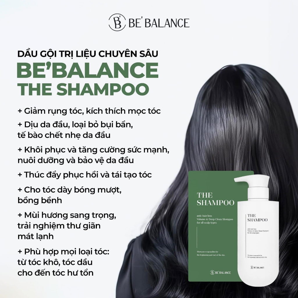 Dầu gội đầu The Shampoo 500ml Bebalance sạch gầu, ngăn ngừa rụng tóc cho tóc chắc khỏe và mềm mượt