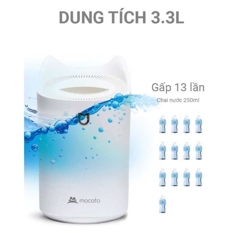 💧 Máy Phun Sương Tạo Ẩm Mocato Air M501 – Dung Tích 3300ml Dùng Liên Tục 48H | Phun Sương Kép | Dưỡng Ẩm Da 80% | Hoạt Đ