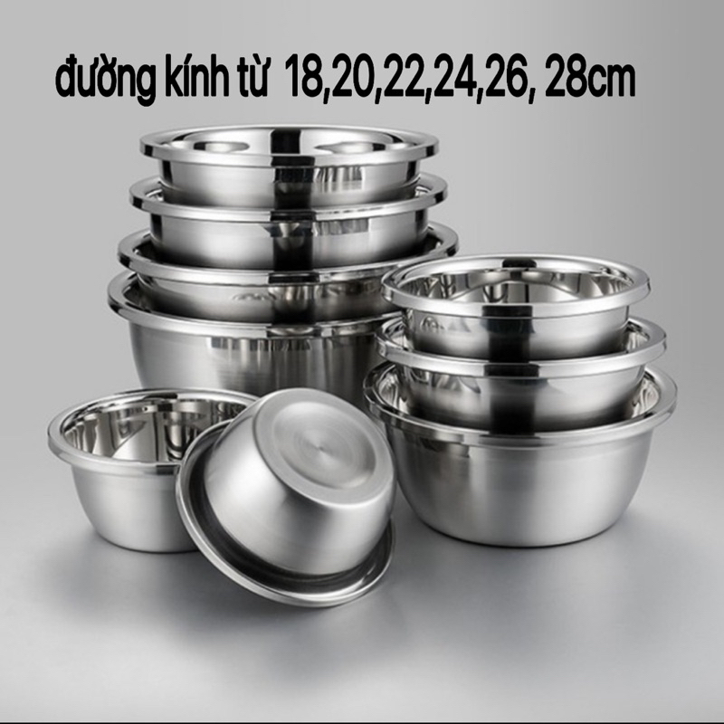 sét 5 thau inox đựng thực phẩm, chậu inox đựng dầu cao cấp | Shopee ...