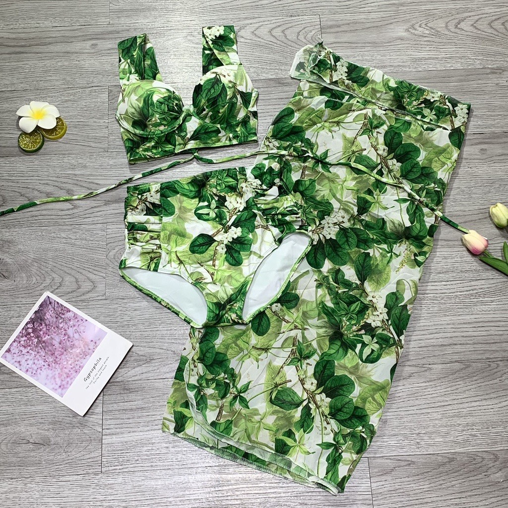 BIKINI.ĐỒ BƠI ĐI BIỂN,BA MẢNH IN HOA MỚI SANG CHẢNH, HAN.T SHOP BKN42
