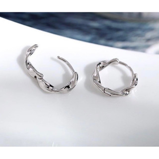 khuyên tai unisex thiết kế xoắn đơn giản bạc lopa