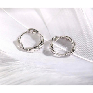 khuyên tai unisex thiết kế xoắn đơn giản bạc lopa