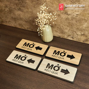 Biển chỉ hướng đóng mở cửa lùa (kéo qua trái - qua phải) chất liệu gỗ dán tường có sẵn băn dính