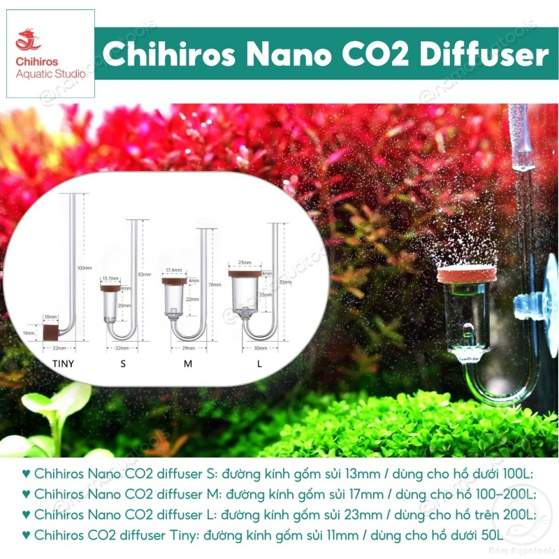 Chihiros Nano CO2 Diffuser | Sủi CO2 thủy tinh siêu mịn cho hồ thủy ...