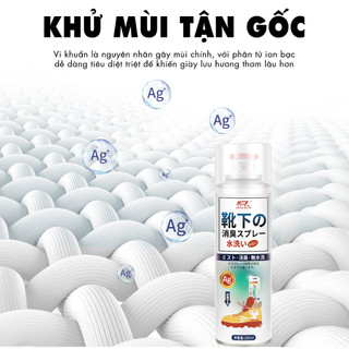 Bình xịt lạnh làm thơm giày dép hương Trà Đào Shoes 2h 160ml, chai sịt khử mùi hôi, nano bạc Ag+