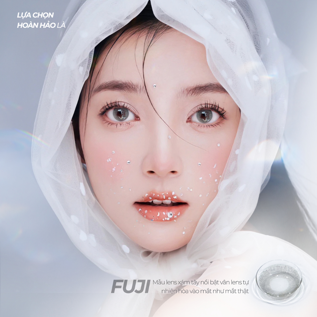 Ảnh Lens áp tròng xám tây có độ cận 0-8 Fuji Gray hiệu Angel Eyes | Kính áp tròng xám khói không giãn đường kính màu 12.8mm 3
