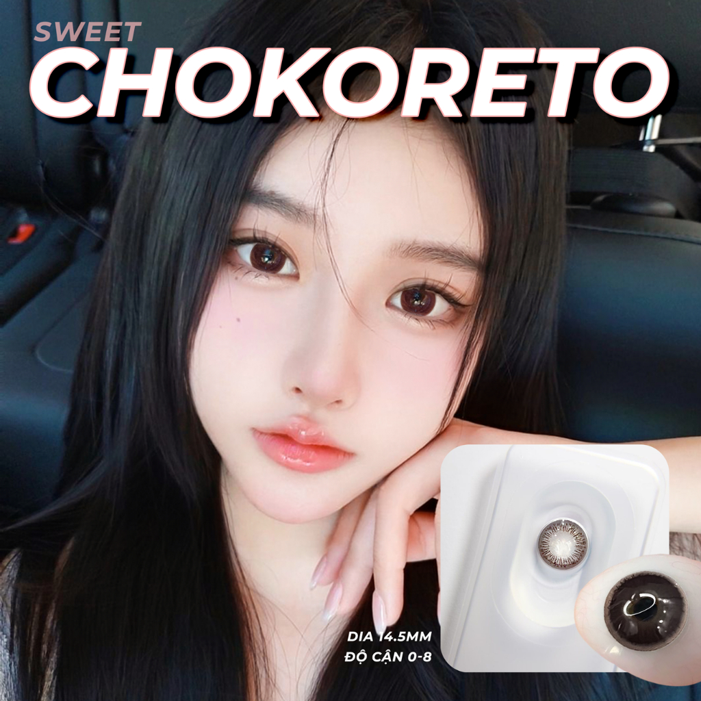Ảnh Kính giãn tròng màu nâu choco Chokoreto hiệu Angel Eyes có độ 0-8 - Lens giãn tròng nâu choco giãn tròng to 14.5mm 1