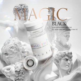 Lens giãn tròng màu đen tự nhiên có độ 0-6 Magic Black hiệu Angel Eyes, kính giãn tròng đen 14.5