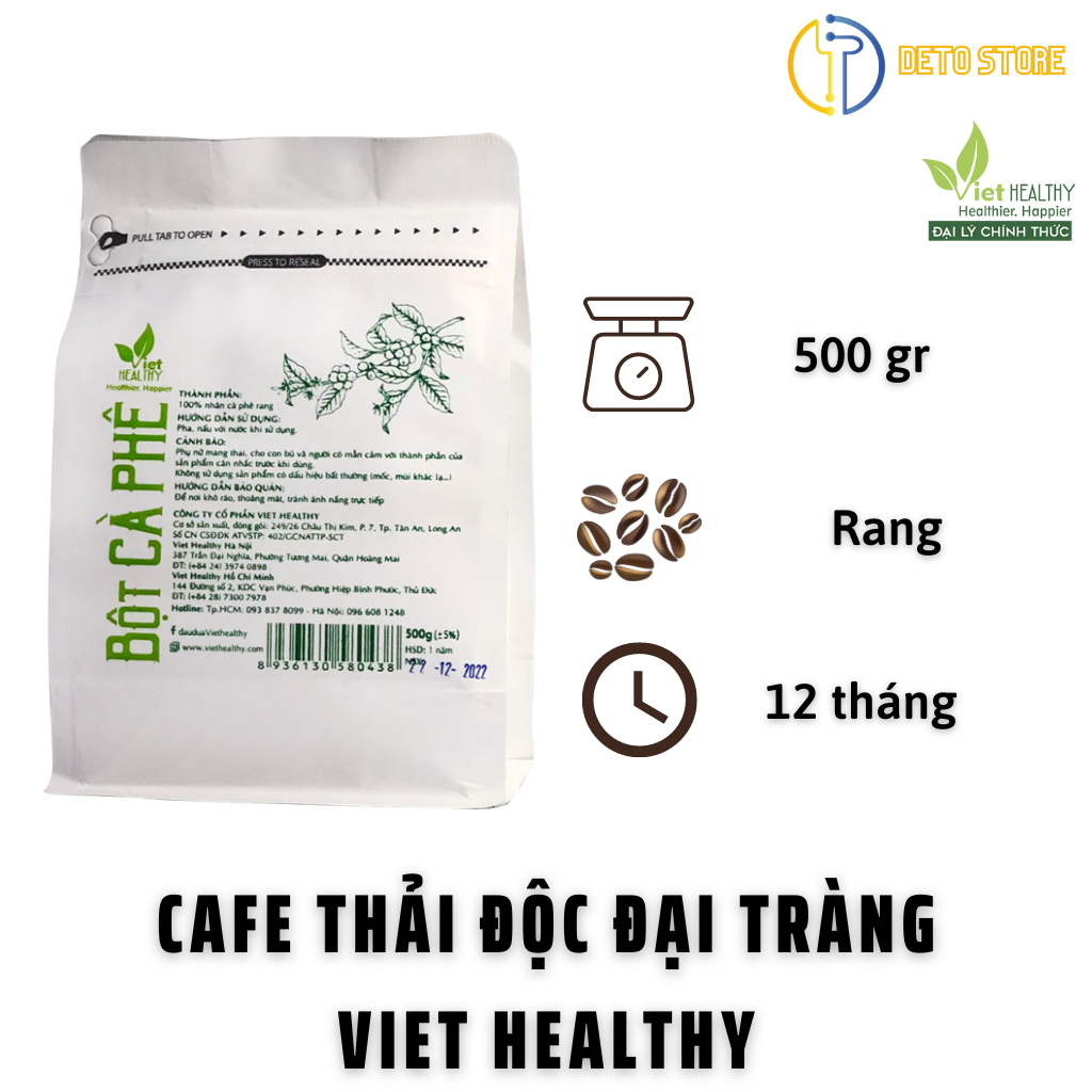 Bột Cafe Rang Viethealthy Thụt Tháo Đại Tràng Enema Coffee Thải Độc Gan Phù Hợp Người Mới