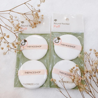 Bông phấn The Face Shop Round flocked Puff -2 miếng TRẮNG - Tròn