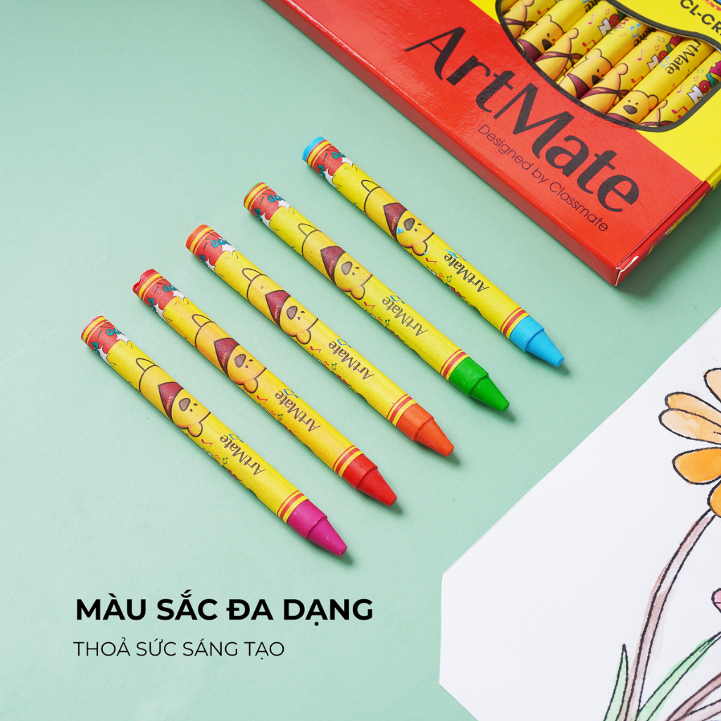 Bút Sáp Màu CLASSMATE 12-24 Chiếc, Màu Mịn, Chồng Màu Tốt, Bám Giấy Tốt Cho Bé Tập Tô CL-CR201/202/203