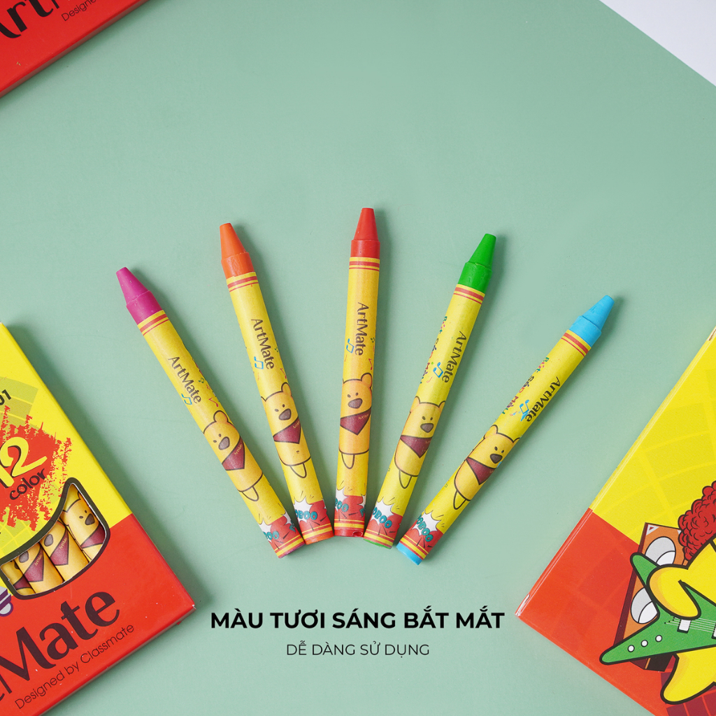 Bút Sáp Màu CLASSMATE 12-24 Chiếc, Màu Mịn, Chồng Màu Tốt, Bám Giấy Tốt Cho Bé Tập Tô CL-CR201/202/203